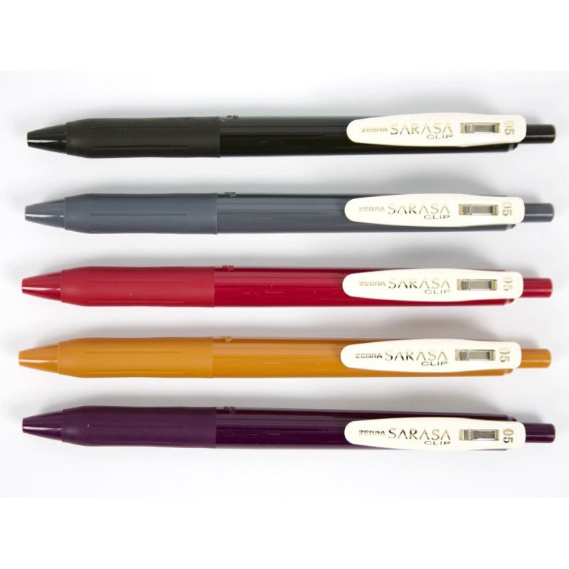 [SG] [Limited Edition] Zebra Sarasa Push Clip Gel Pen Vintage 0.5mm | 5 Col Set [Evergreen Stationery]