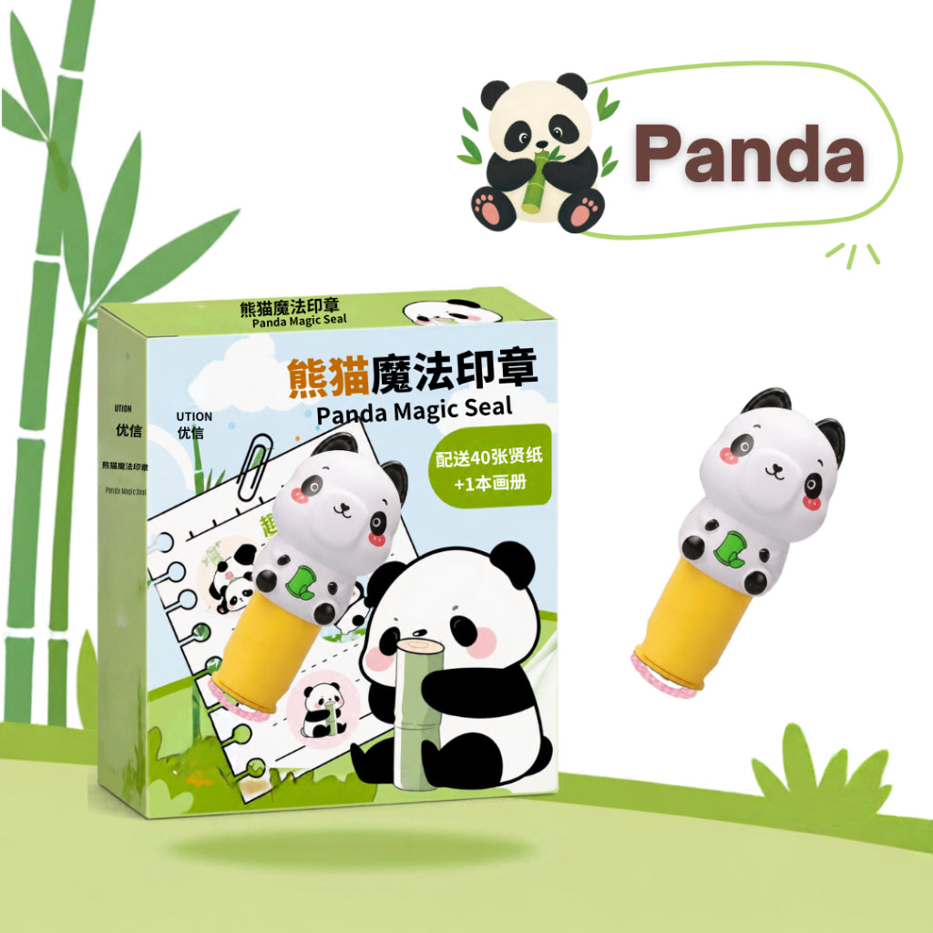 2-in-1 Stamp Markers | Dinosaur, Panda and Rocket Magic Seal Series | 12 Pcs Chinese Tick-Cross