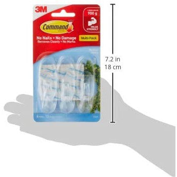 3M 17091CLR-VP Medium Clear Hooks with Clear Strips
