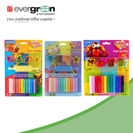 Kiddy Clay Plasticine 12 Colors Clay and 4 Molds