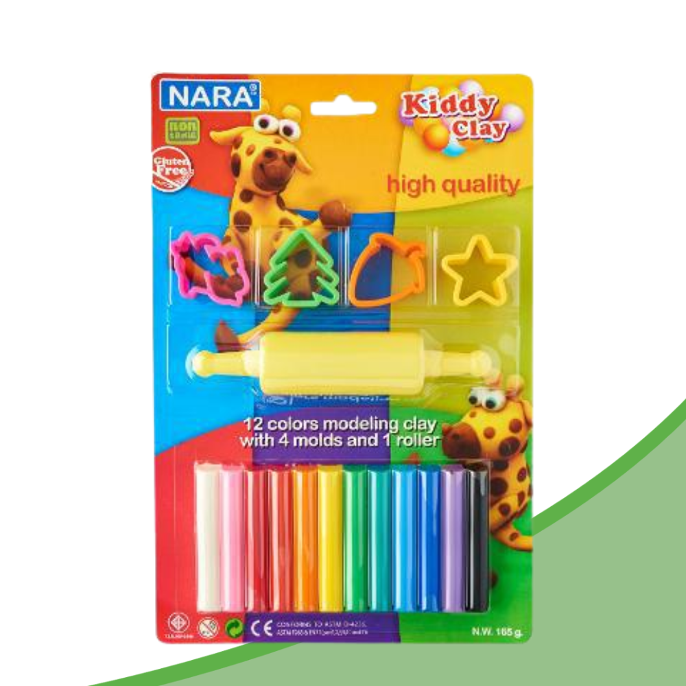 Kiddy Clay Plasticine 12 Colors Clay and 4 Molds