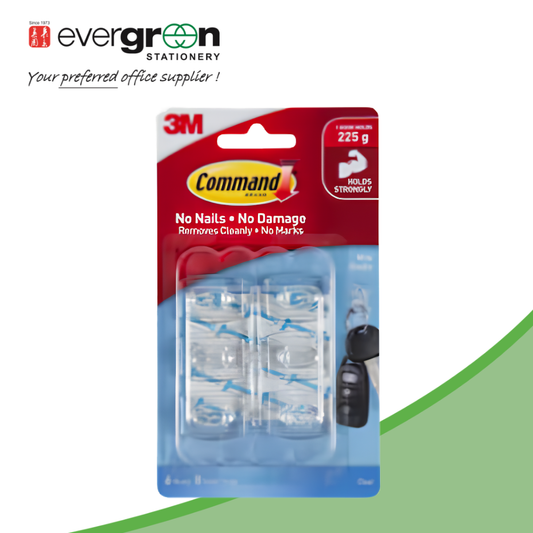 3M Command™ Clear Mini Hooks 17006CLR, 6 Hooks with 8 Strip/Pack, 6 Pack/Case