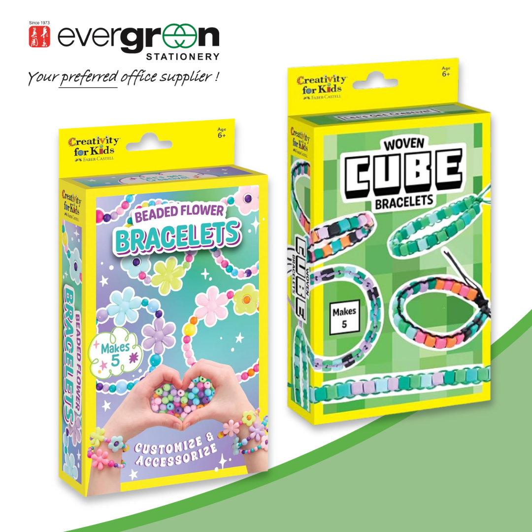 Faber Castell Mini Kit Bracelets | Woven Cube/ Beaded Flower | DIY Jewelry Craft Kit | Fun, Mess-Free Travel Activity | Ages 6+