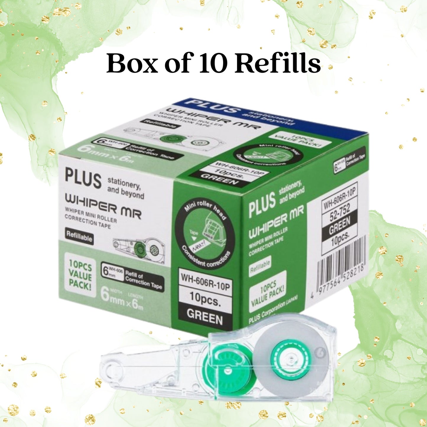 [SG] PLUS Whiper MR Correction Tape Refill (6mm x 6m) | Box Of 10 | Value Pack [Evergreen Stationery]