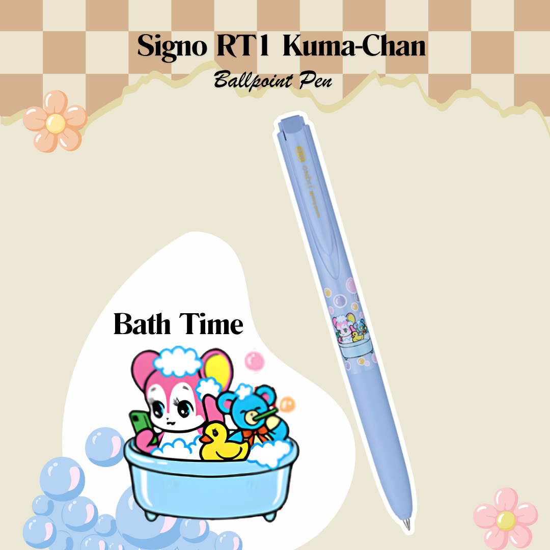 Uniball Signo RT1 LIMITED EDITION Kuma-Chan Themed 0.38/0.5mm Ballpoint Pen | Black Ink | Individual & 5 Color Sets
