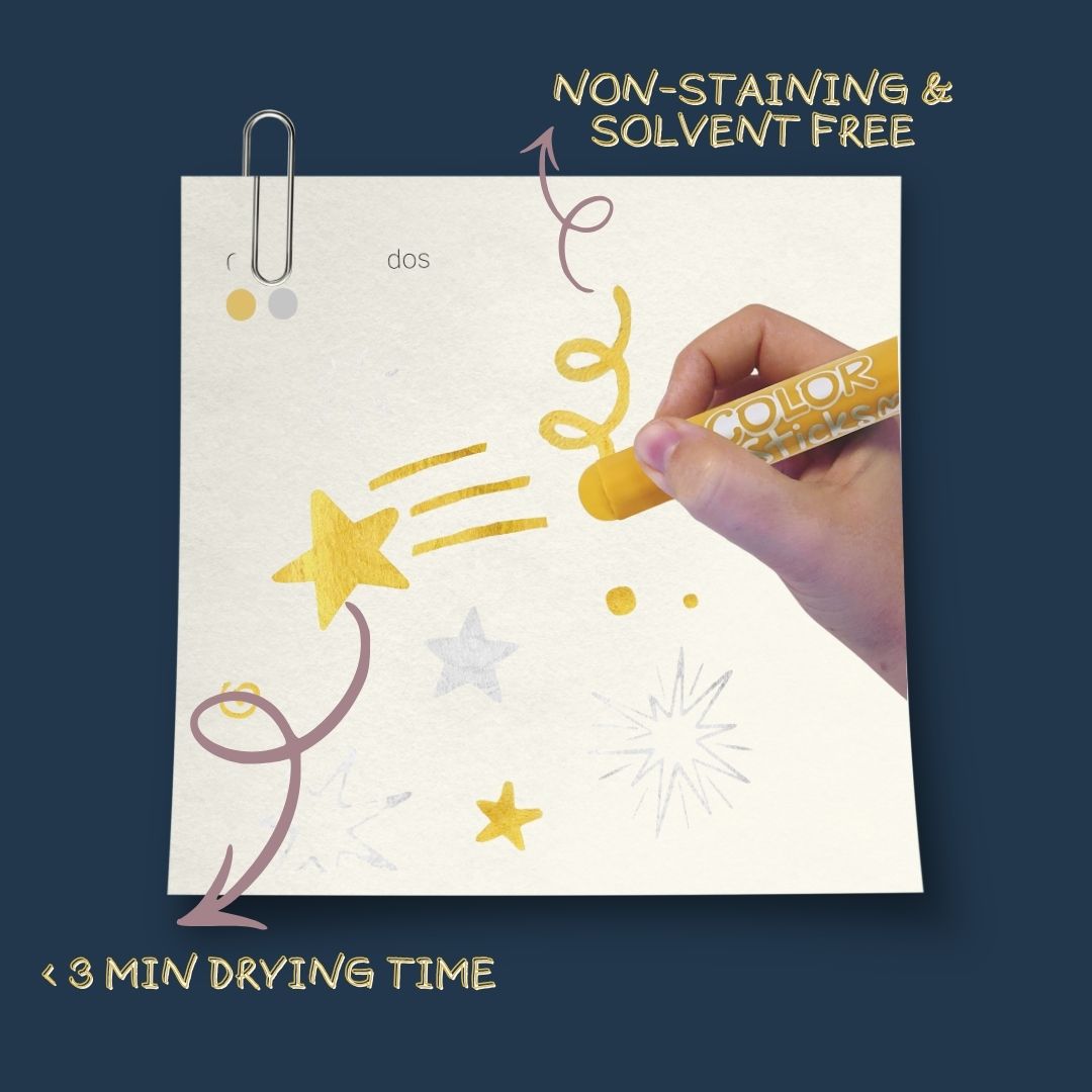 [SG] APLI Kids 12g Metallic Solid Color Paint Sticks – Gold & Silver (2pcs) [Evergreen Stationery]