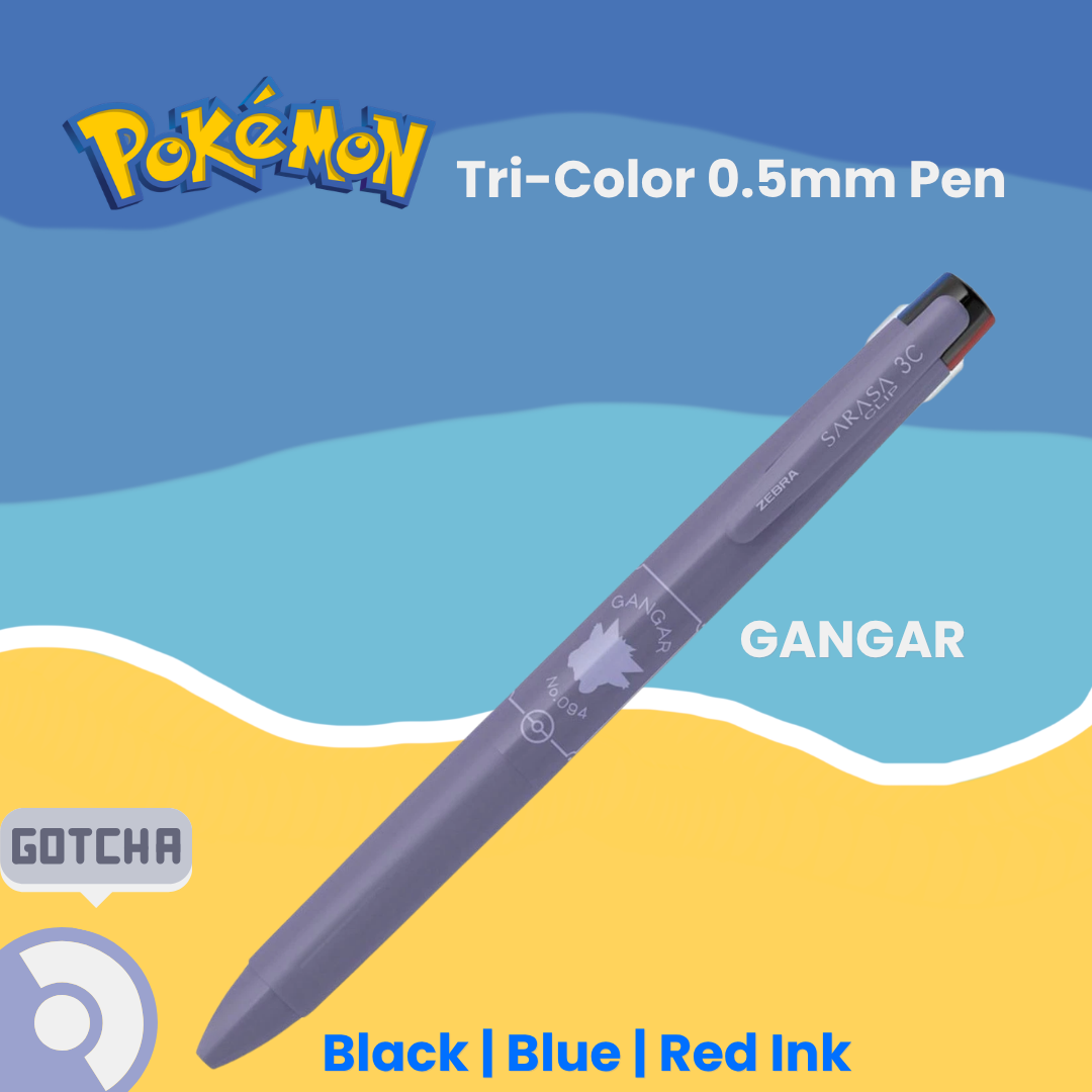 [SG] LIMITED EDITION | Zebra Sarasa Clip Pokemon Tri-Color 0.5mm Gel Pen | Blue, Red & Black Ink [Evergreen Stationery]