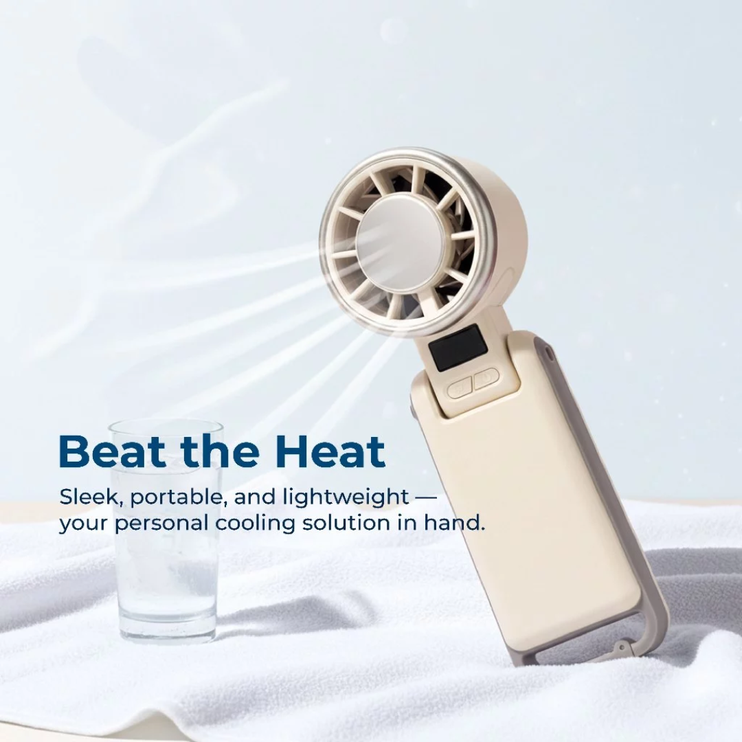 SOUNDTEOH N612 DC 5V Rechargeable handheld fan with digital display & cooling pad
