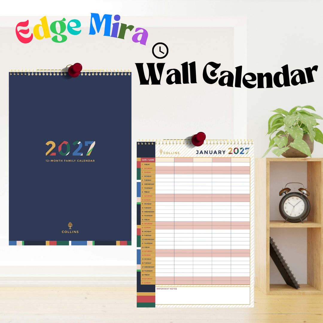 2027 Collins Desktop/A3 Family Wall Calendar | 12-Month Planner & International Holidays