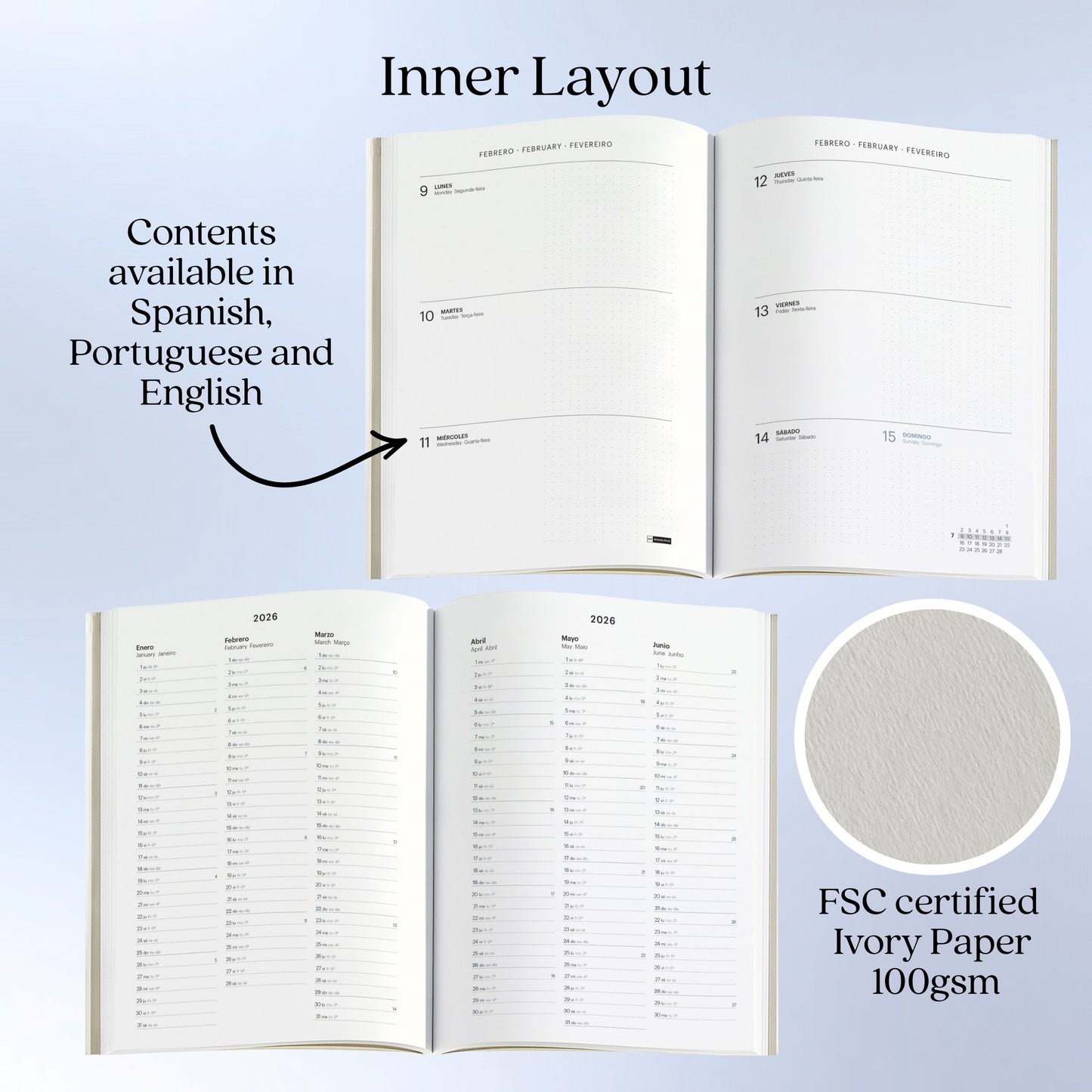 [SG]APLI 2026 A5 Week to View Natural Kraft Silk Screen Printed Cover Diary | Kraft Series [Evergreen Stationery]