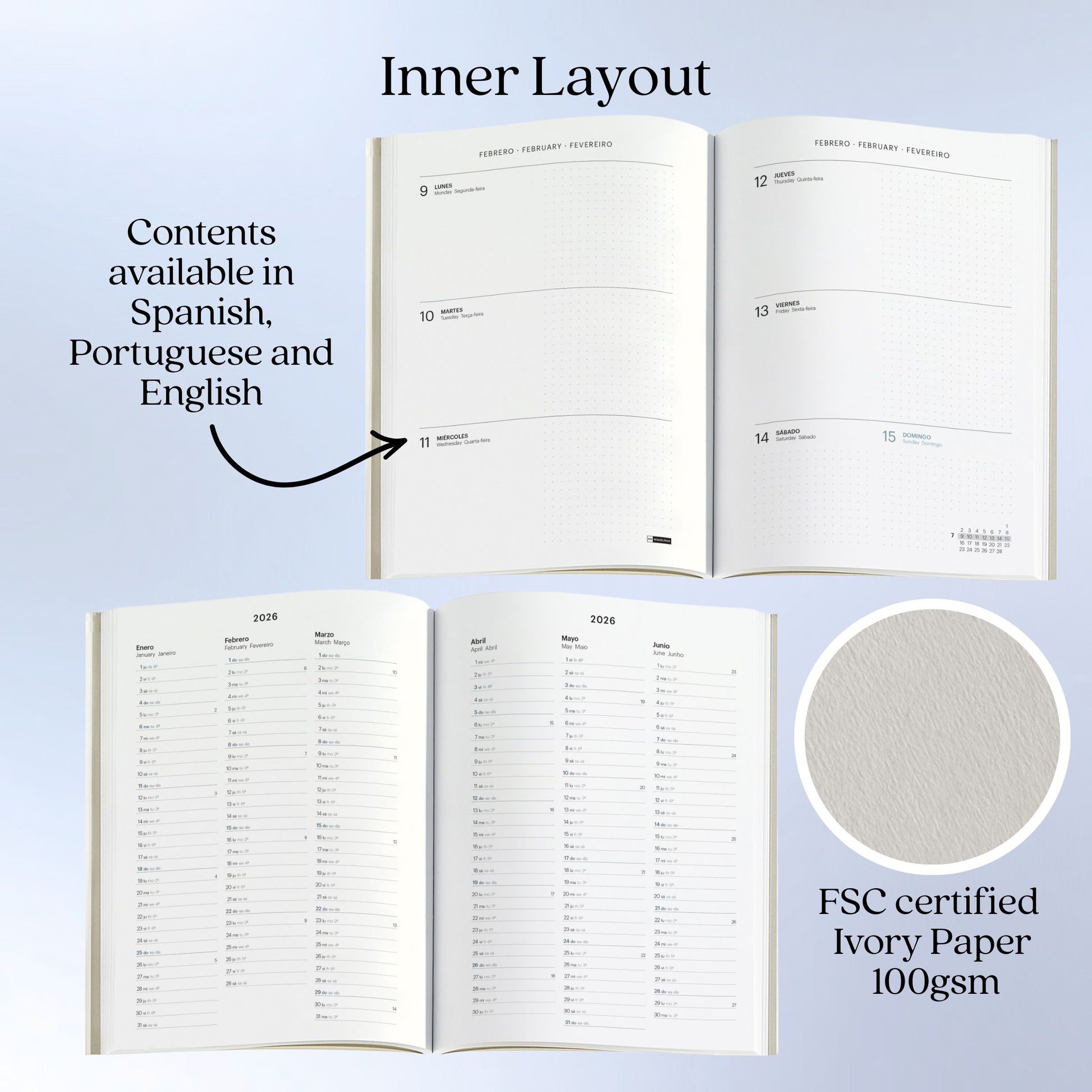 [SG]APLI 2026 A5 Week to View Natural Kraft Silk Screen Printed Cover Diary | Kraft Series [Evergreen Stationery]