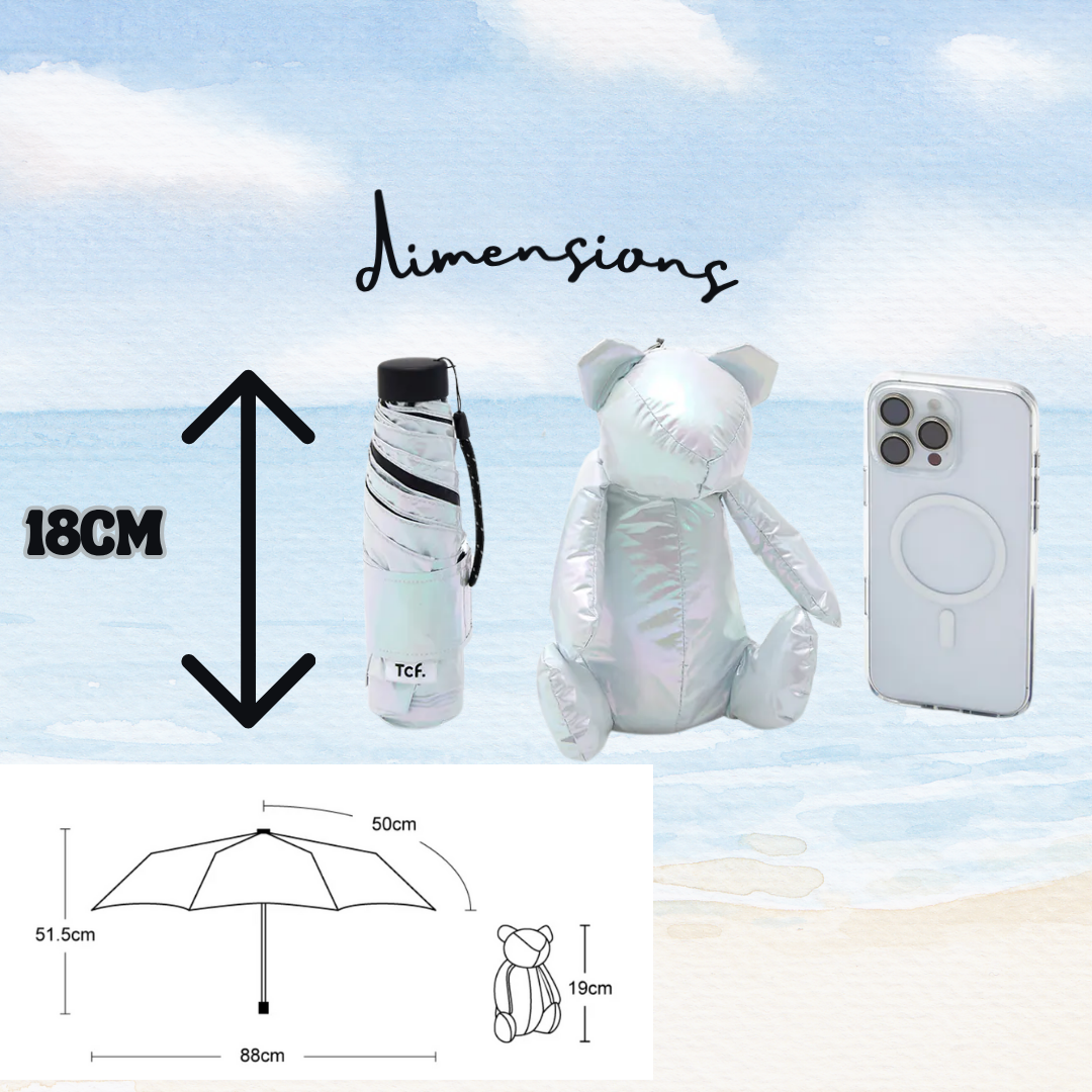 [SG] Adorable Rabbit Plush Umbrella – 5-Fold Lightweight Pocket Umbrella (200g) [Evergreen Stationery]