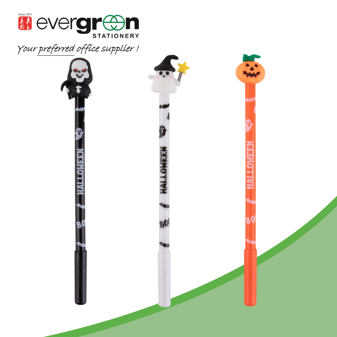 APLI Halloween Themed Blue Gel Ink Pen | Ghost, Skeleton & Pumpkin