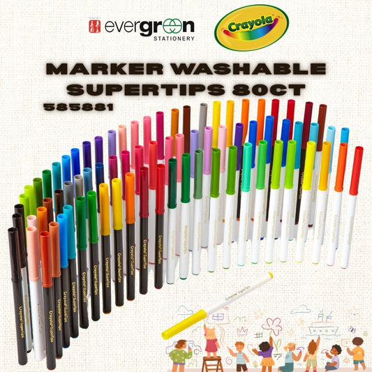 [SG] Crayola Washable SuperTips Markers 80 Colours [Evergreen Stationery]