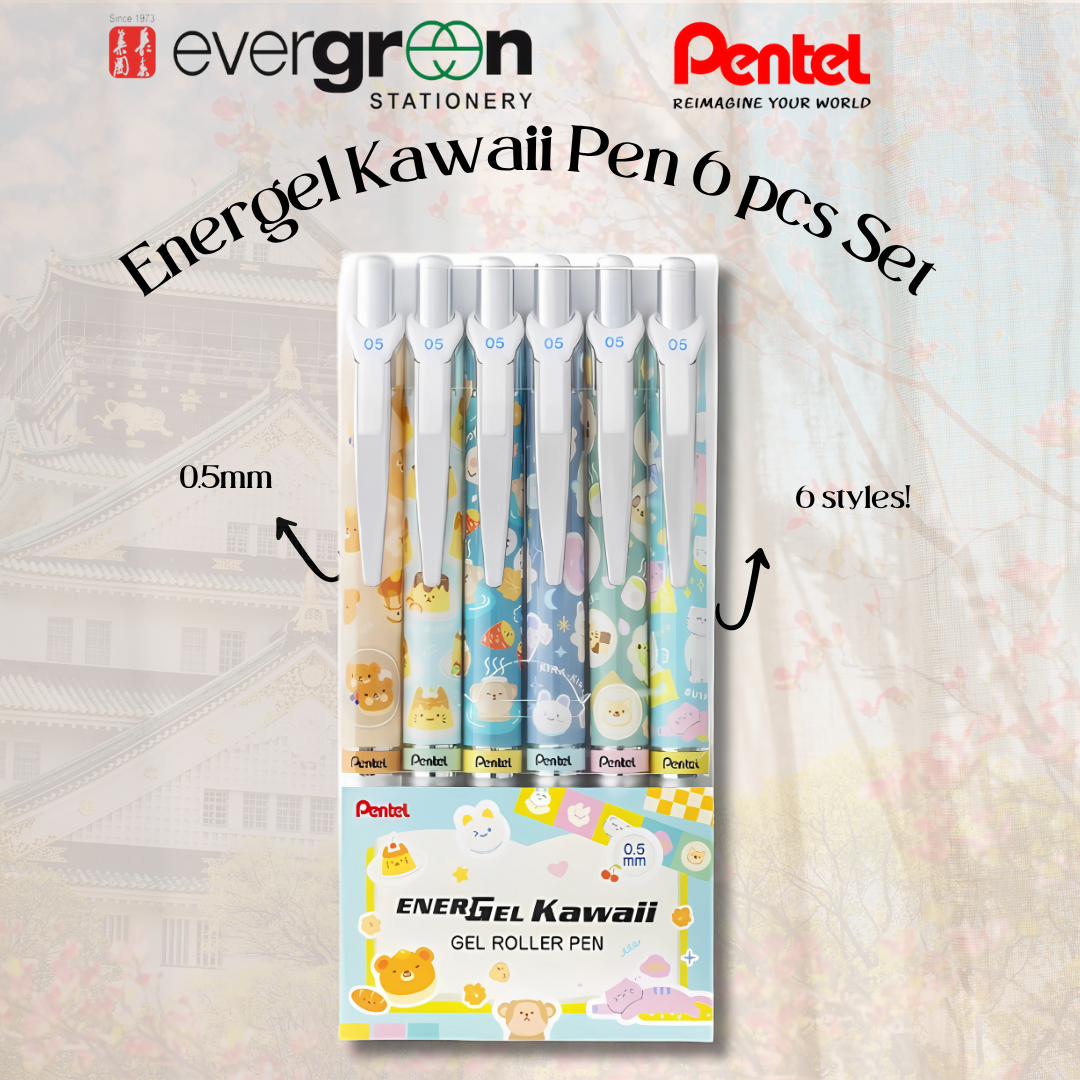 [SG] Pentel Energel Kawaii Gel Pen Set – 6pcs, 0.5mm [Evergreen Stationery]