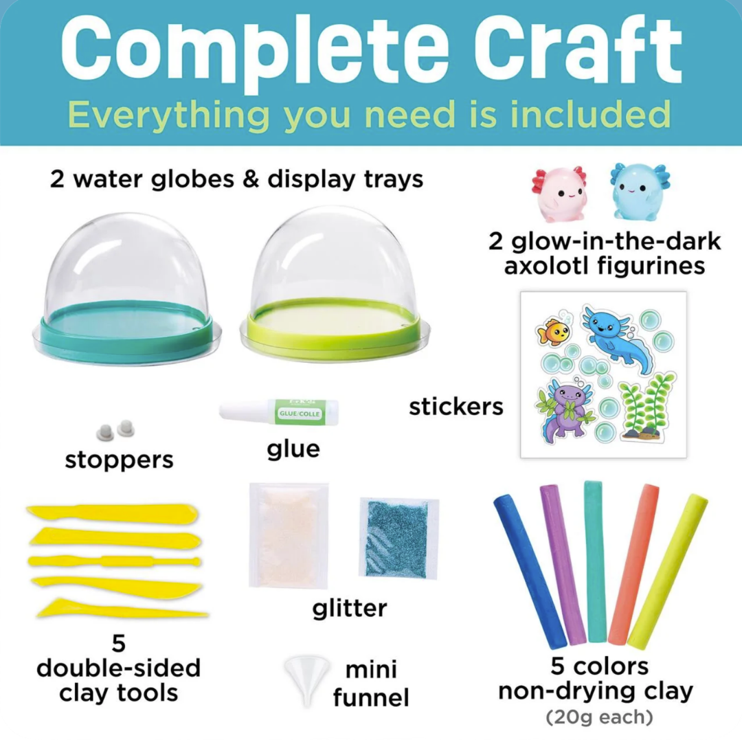 Faber Castell MYO Water Globes Axolotis | Ages 6+ | DIY snow globe kit | Sculpt whimsical aquatic scenes