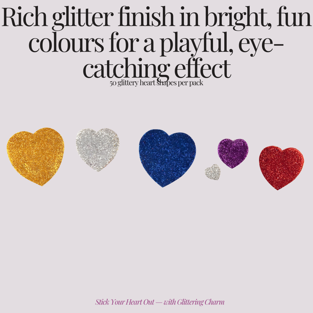 [SG] APLI Self-Adhesive EVA Foam Glitter Hearts [Evergreen Stationery]