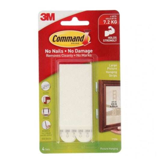 [SG] 3m17206 Large Picture Hanging Strips 8 Strips/4 Set (24pkt/ctn) XA006711569 (White) & XA006711577 (Black)