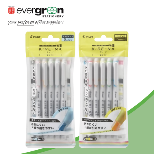 Pilot Kire-Na 5 Color Dual Tip Highlighter Set | Basic & Pale Colors