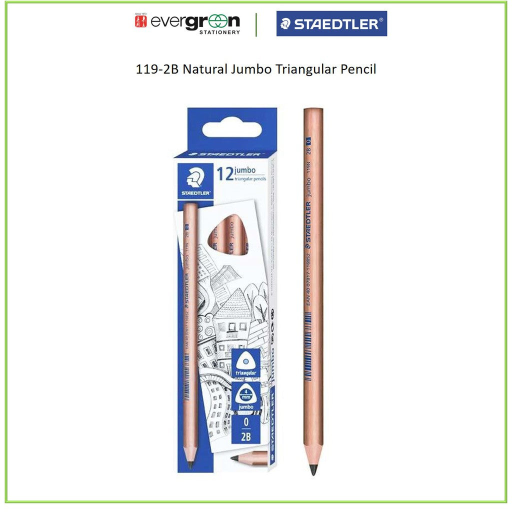 [SG] Staedtler 119-2B Natural Jumbo Triangular Pencil [Evergreen Stationery]