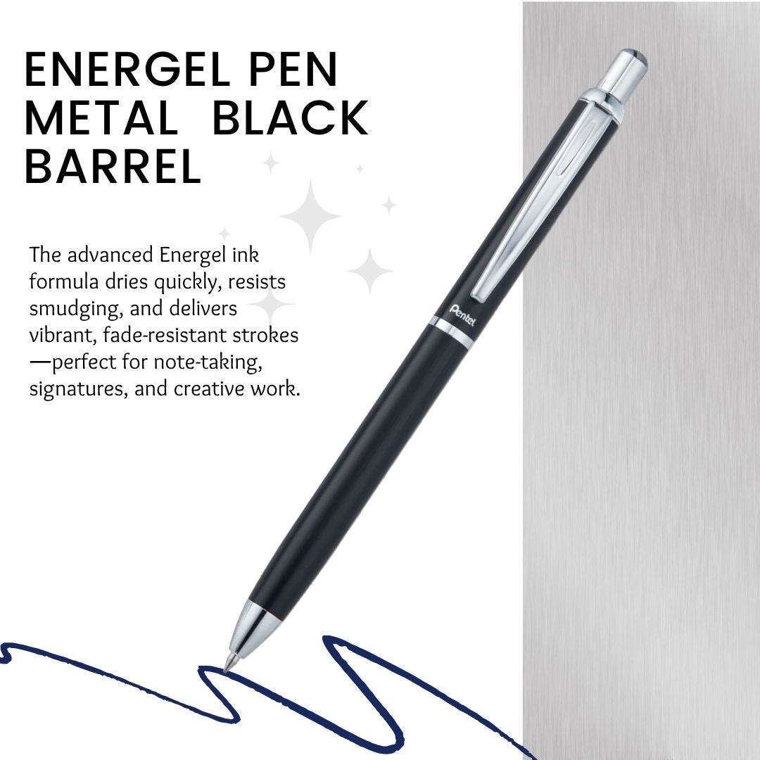 [SG] Pentel EnerGel BL607 0.7mm Gel Pen – Metal Black/Blue Barrel, Blue Ink [Evergreen Stationery]