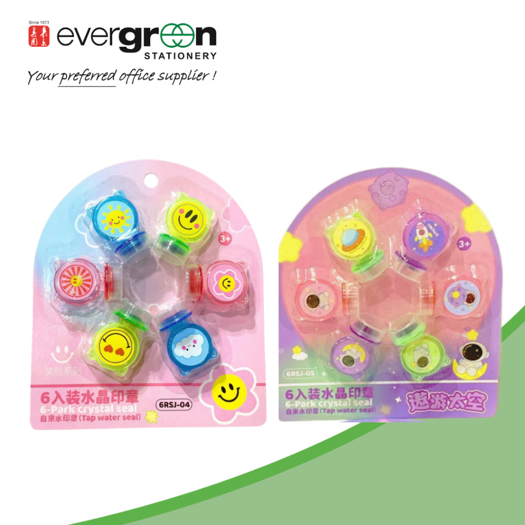 6 Pcs Smiley/Spaceship Crystal Seal Reward | Encouragement Stamp for Students | 12 Pcs Chinese Tick-Cross
