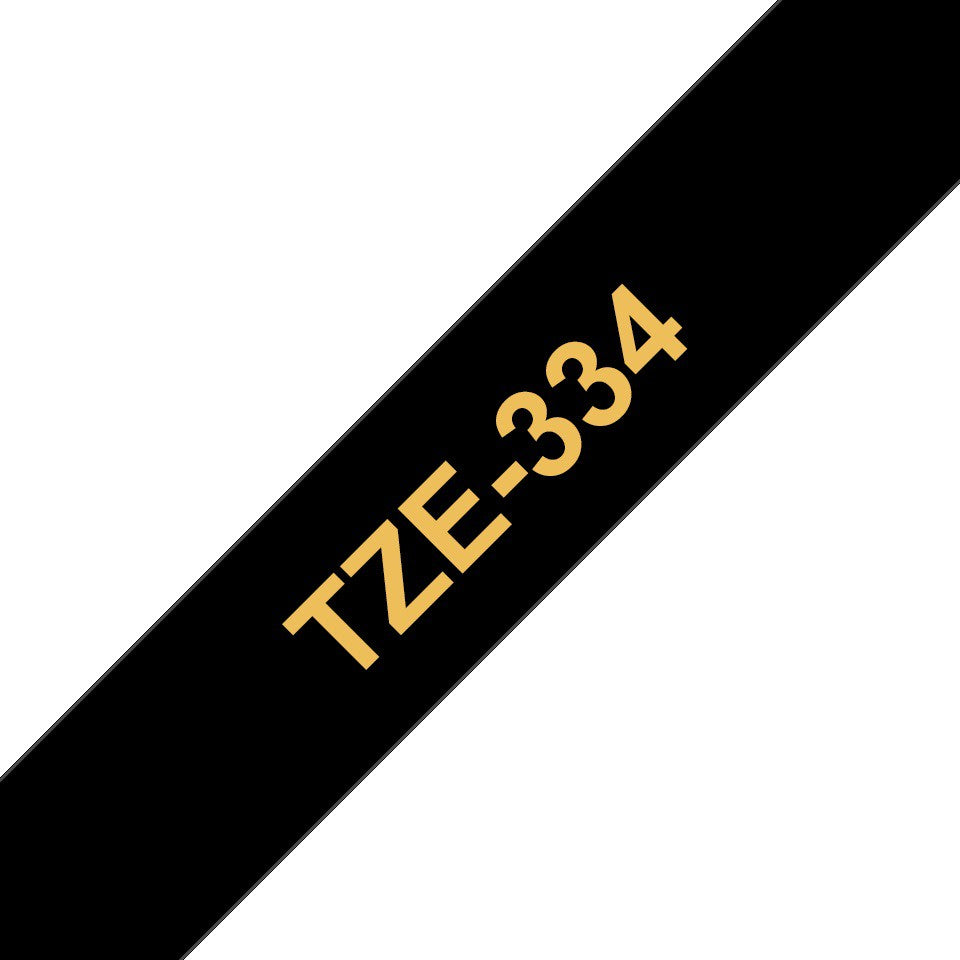 Brother TZE P-touch Tape Labelling Tapes (Gold on Black Background 12mm)