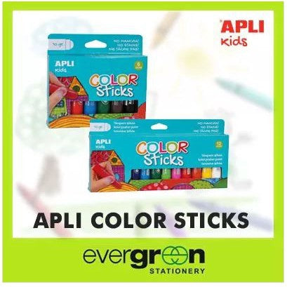 [SG] Apli 6/12 Assorted Solid Colour Sticks [Evergreen Stationery]