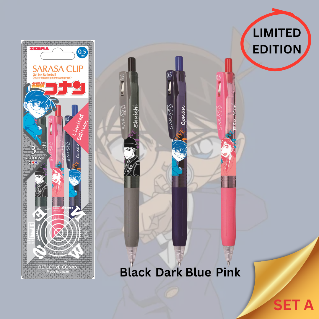 Zebra Sarasa Clip Detective Conan Limited Edition 0.5mm Gel-Pen | Set Of 3 | Anime Lovers