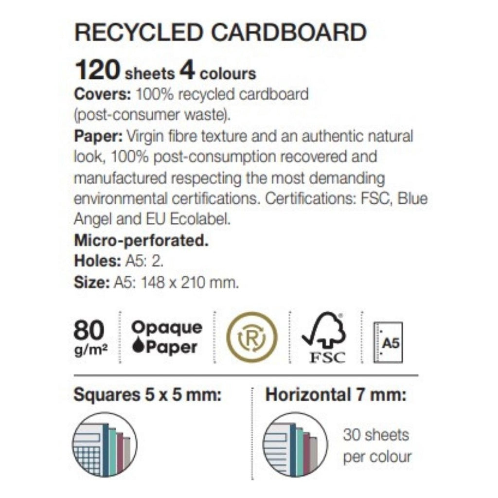 [SG] ECO MIQUELRIUS 2194 DIY Notebook A5 (SQUARED & LINED, 120GSM, 120 sheets) [Evergreen Stationery]