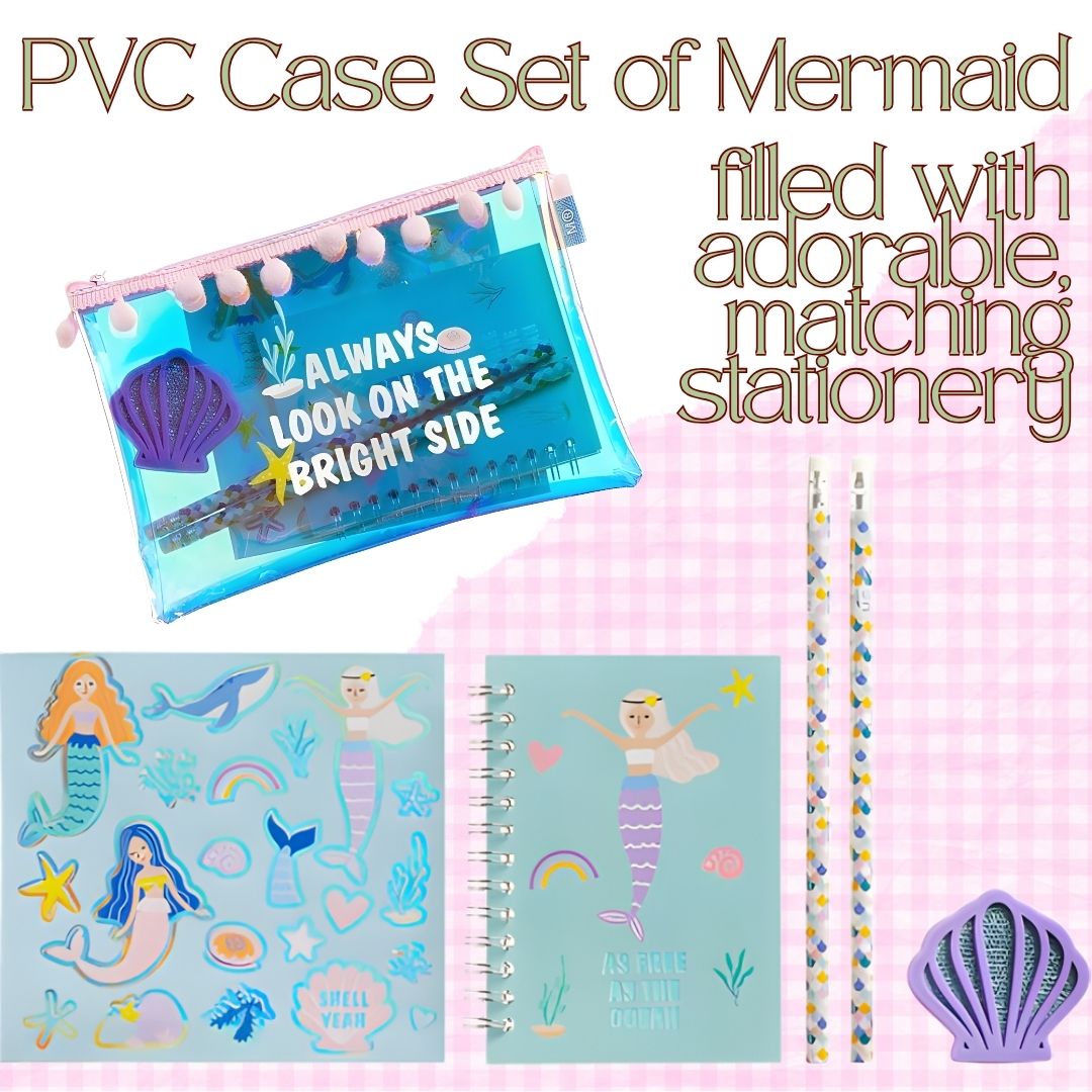 [SG] APLI MIQUELRIUS PVC Case Set of Mermaid [Evergreen Stationery]