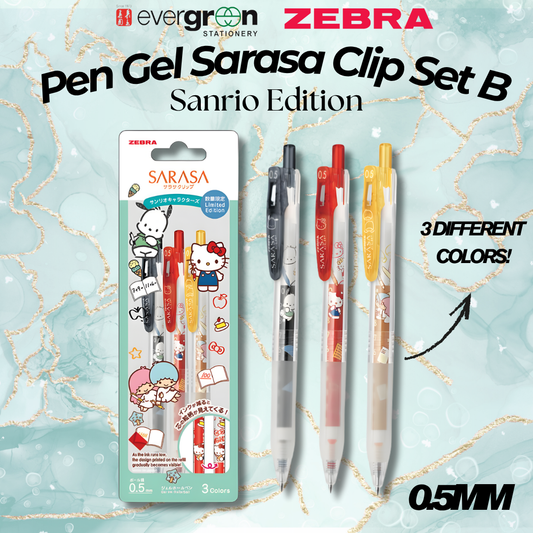 [SG] Zebra Sarasa Clip Pen Set B 0.5mm – Sanrio Limited Edition (3 Colors) [Evergreen Stationery]