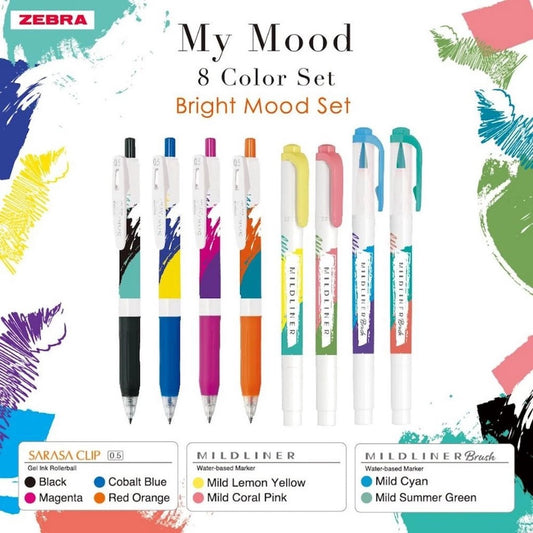 [SG] [LIMITED EDITION] ZEBRA My Mood Bright Mood / Natural Mood / Retro Mood 8C Set [Evergreen Stationery]
