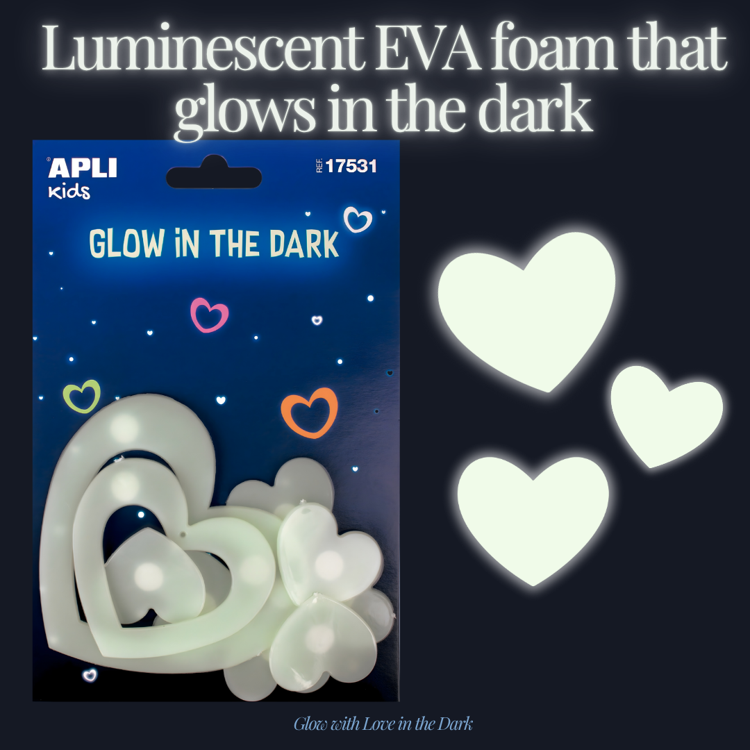 [SG] APLI Glow-in-the-Dark EVA Foam Hearts [Evergreen Stationery]