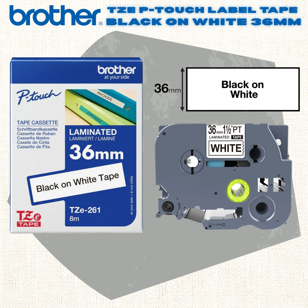 [SG] Brother TZE P-touch Label Tape – Black on White [Evergreen Stationery]