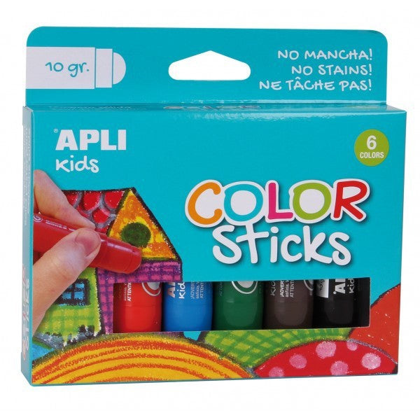 [SG] Apli 6/12 Assorted Solid Colour Sticks [Evergreen Stationery]