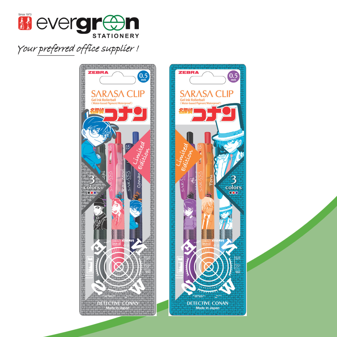 Zebra Sarasa Clip Detective Conan Limited Edition 0.5mm Gel-Pen | Set Of 3 | Anime Lovers