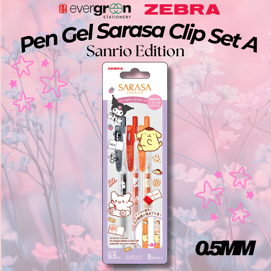 [SG] Zebra Sarasa Clip Pen Set A 0.5mm – Sanrio Limited Edition (3 Colors) [Evergreen Stationery]