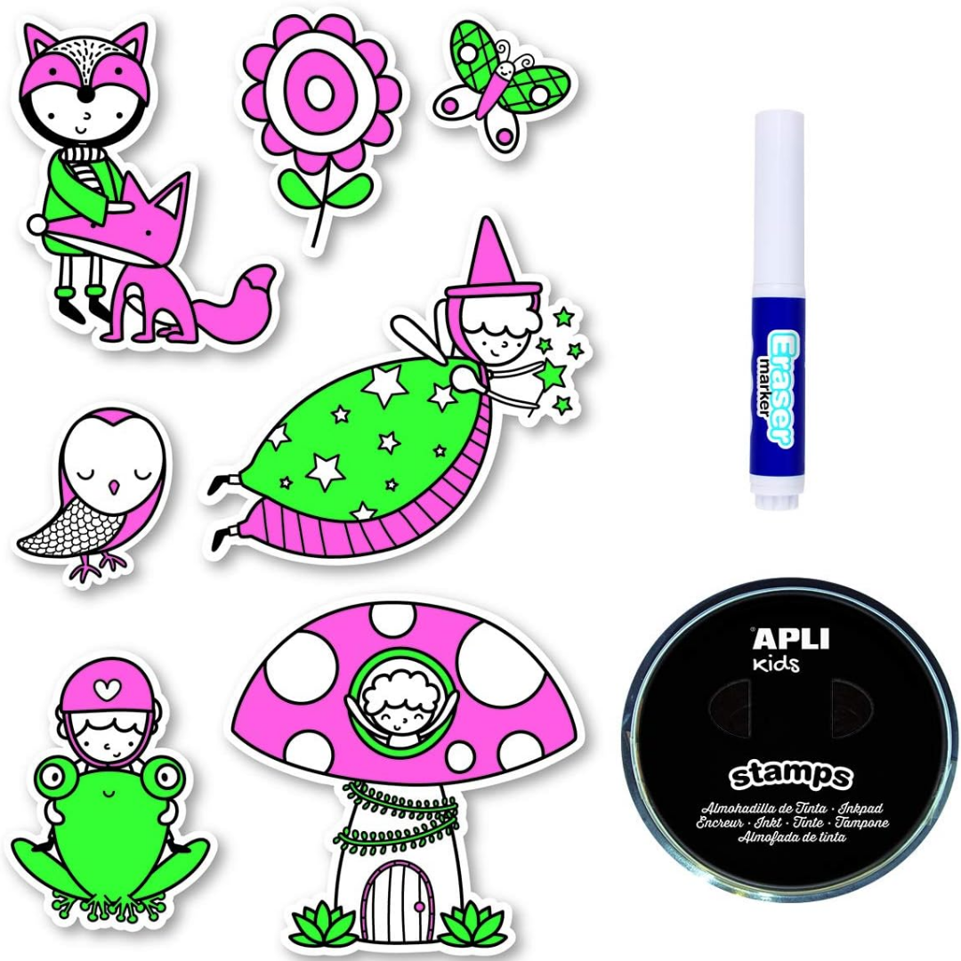 [SG] APLI Erasable Stamps – Magic Forest Kids (7 Pieces) [Evergreen Stationery]