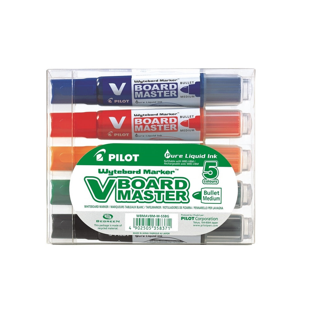 Pilot VBoardMaster Whiteboard Marker Medium Bullet Tip 5pcs Set