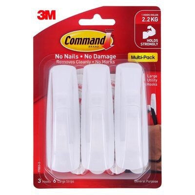 Command™ Large Utility Hooks 17003VP, 3 Hooks/Pack