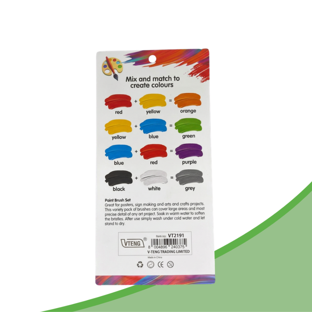 VT Paint Brush Set – 5pcs Durable Nylon Flat Brushes (3 Straight + 2 Angled)
