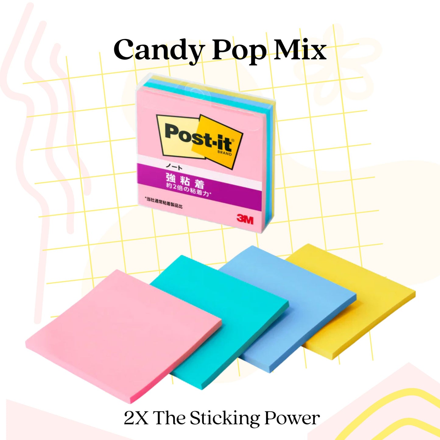 [SG] Post-it 75 x 75mm Strong Adhesive Multi-Colour Sticky Notes | 4 Pad/Pack | 45 Sheet/Pad [Evergreen Stationery]