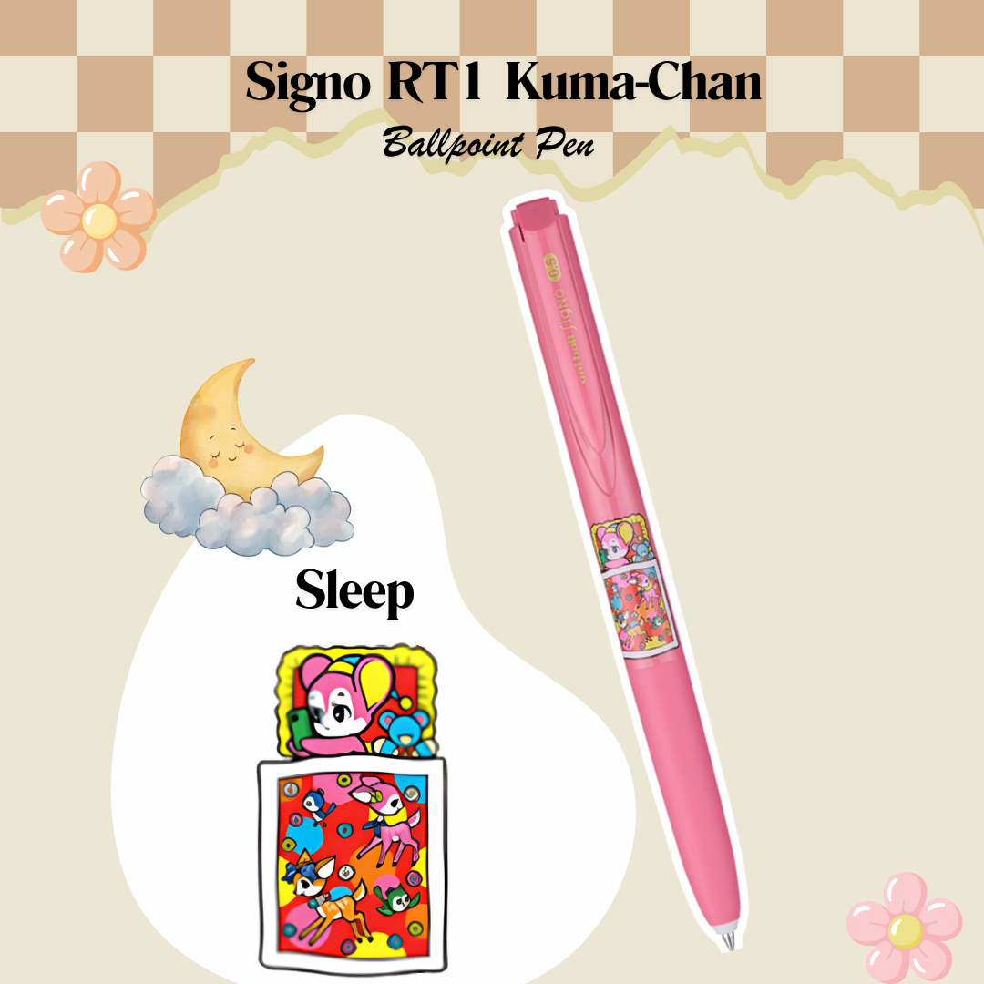 Uniball Signo RT1 LIMITED EDITION Kuma-Chan Themed 0.38/0.5mm Ballpoint Pen | Black Ink | Individual & 5 Color Sets