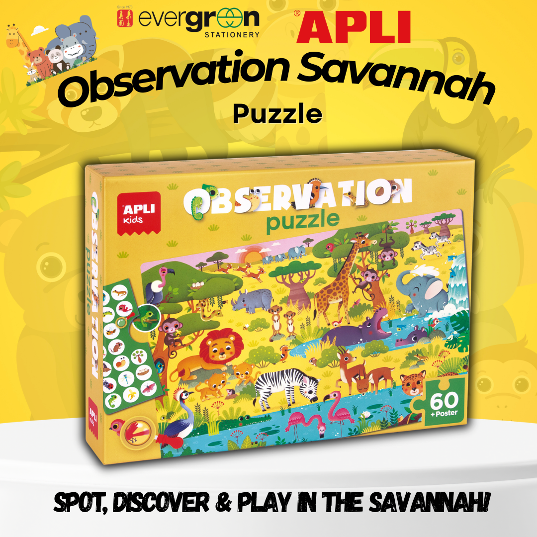 [SG] APLI Kids Observation Savannah Puzzle – 60 Pieces [Evergreen Stationery]