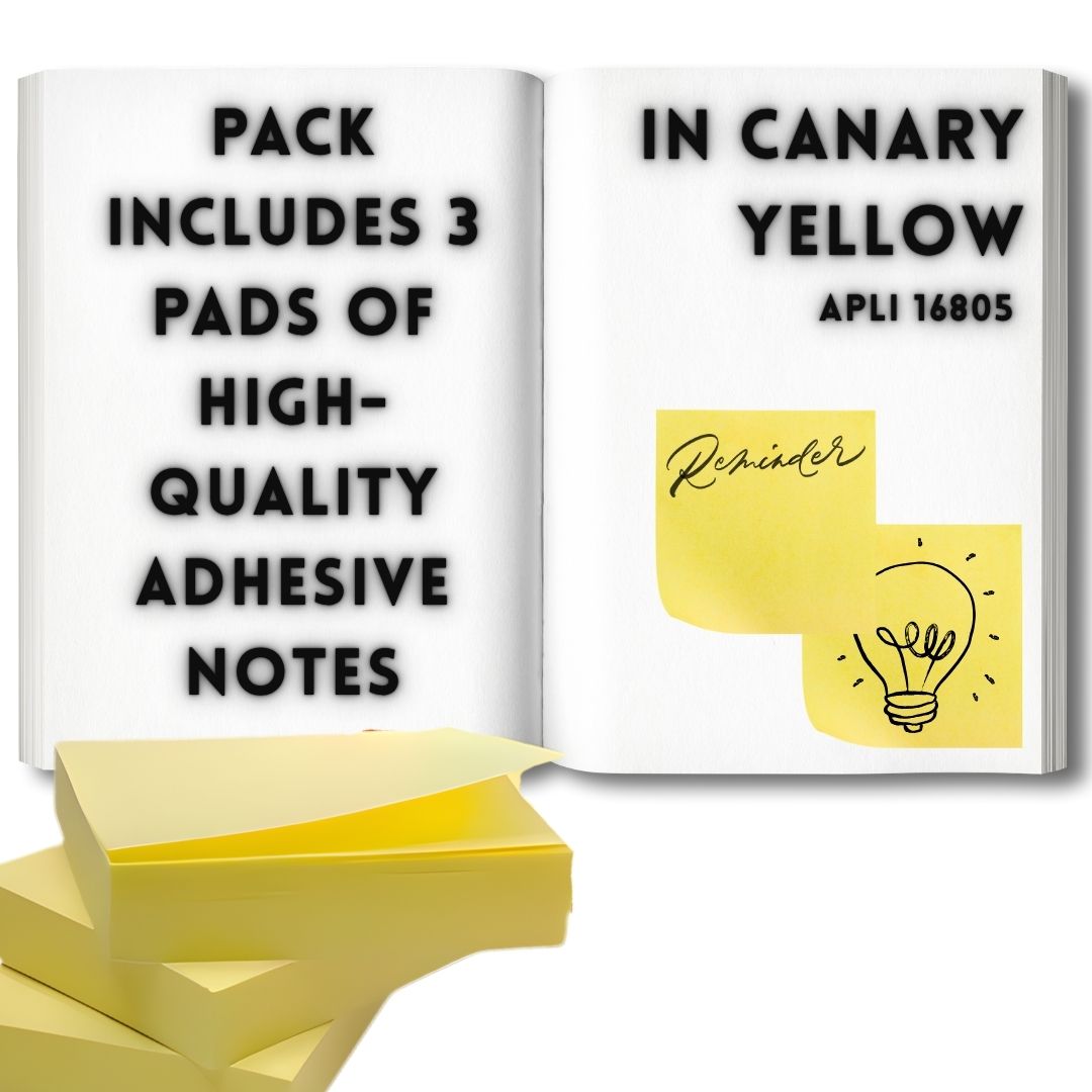 [SG] APLI Self-Adhesive Notes 1 1/2" x 2" – Canary Yellow (3 Pads, FSC® Certified) [Evergreen Stationery]