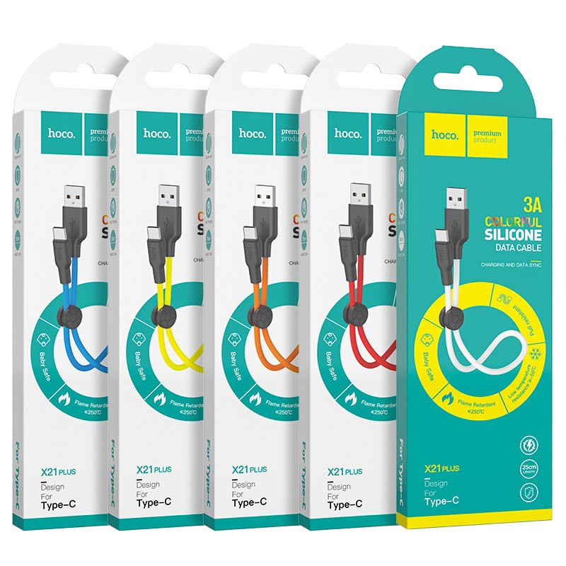Hoco X21 Plus Silicone Charging Cable for Type-C 0.25m 2.4A
