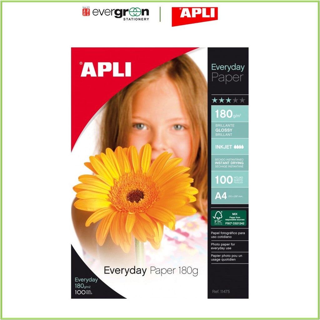APLI Glossy Paper 10 X15cm 180gsm 100 Sheets