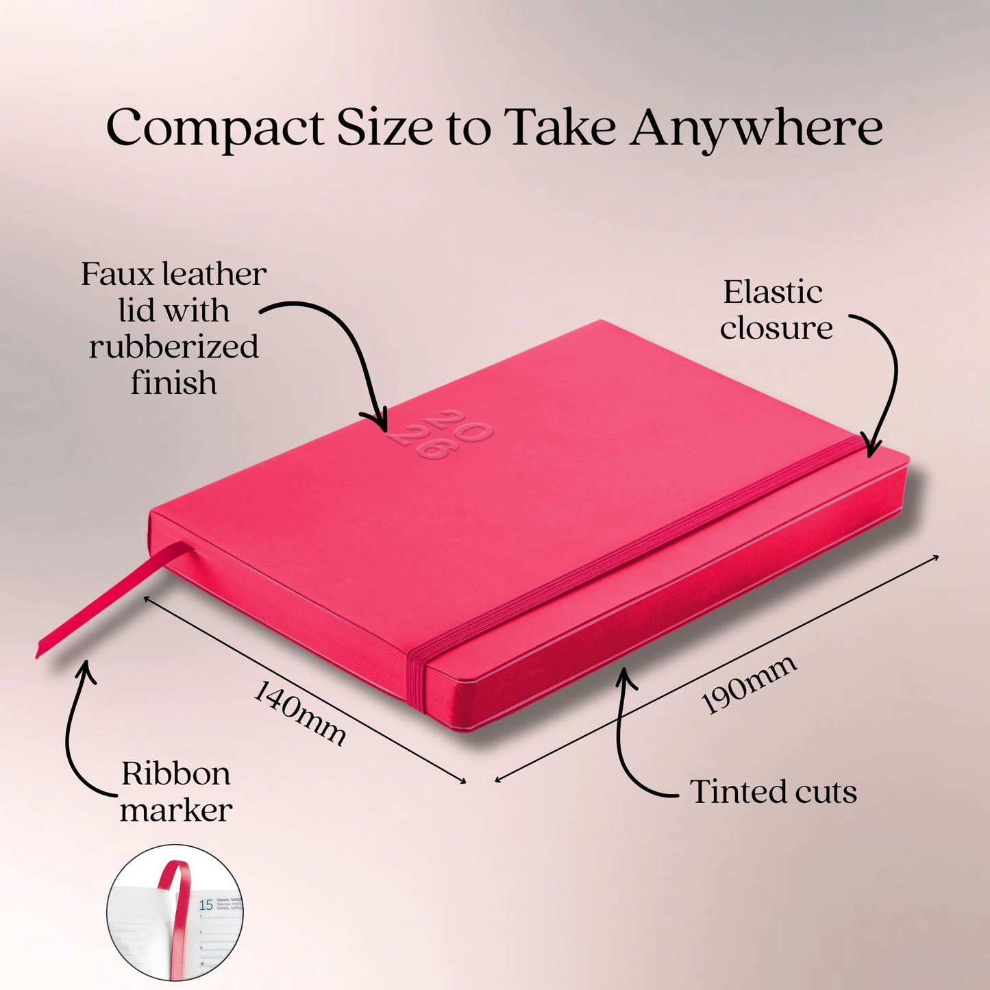 [SG] APLI MIQELRIUS 2026 140x 190mm Stitched Faux Leather Cover Week to View Calendar [Evergreen Stationery]