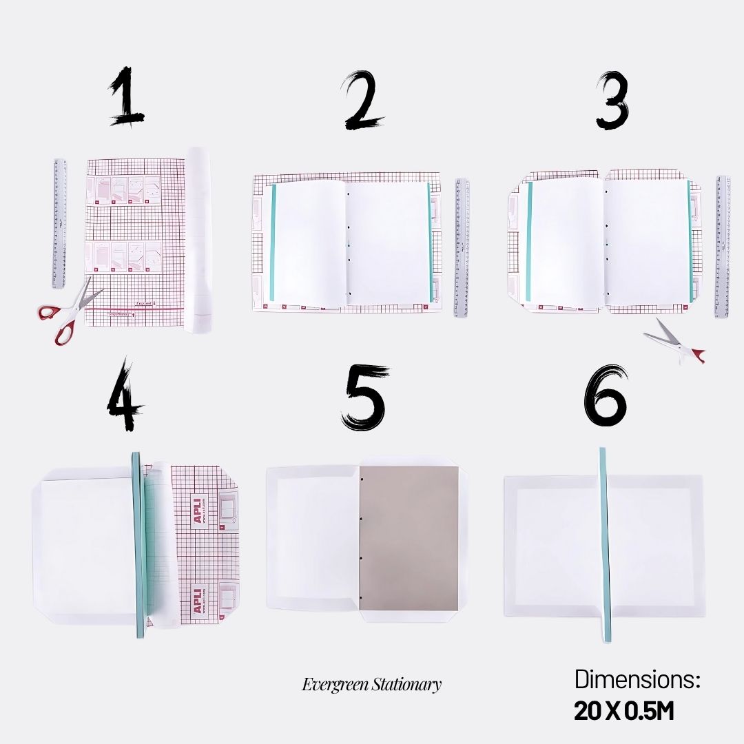 [SG] APLI Removable Self-Adhesive Book Cover [Evergreen Stationery]
